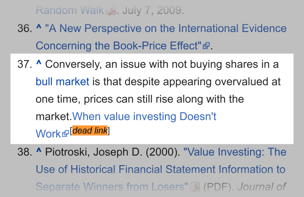 维基百科价值投资之死链接