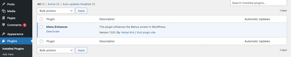 在WordPress内安装的一个新插件