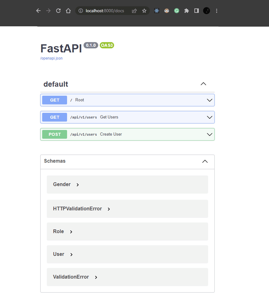 Swagger UI的FastAPI的文档