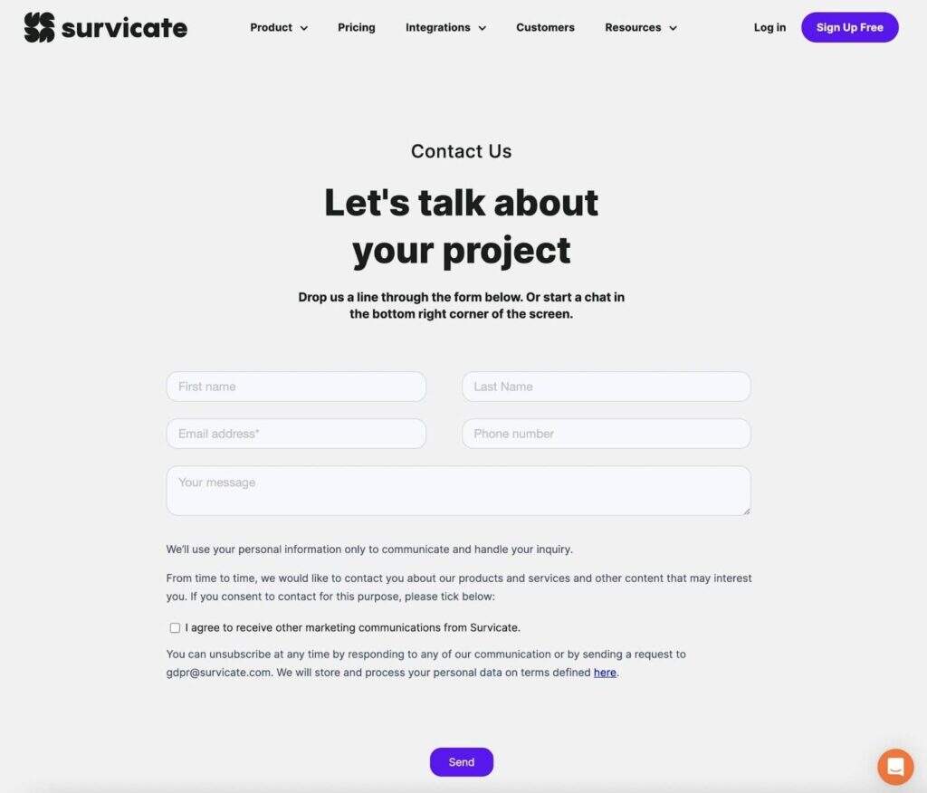 Survicate-Contact-Page