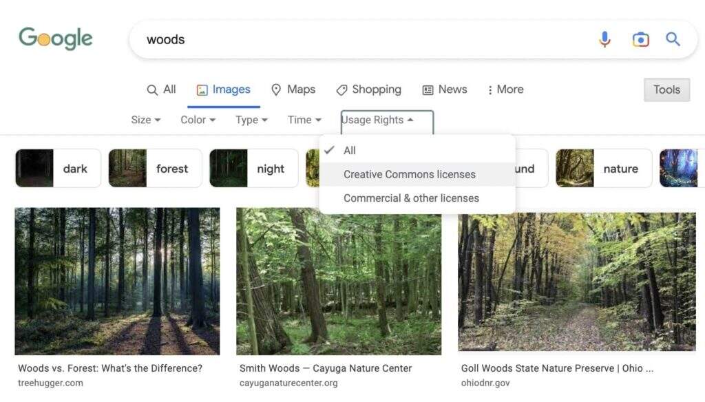 谷歌搜索知识共用授权图片