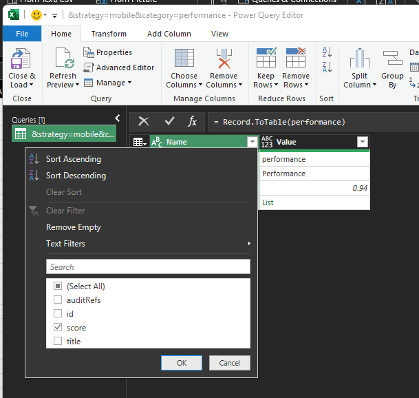 Excel导入的表格过滤