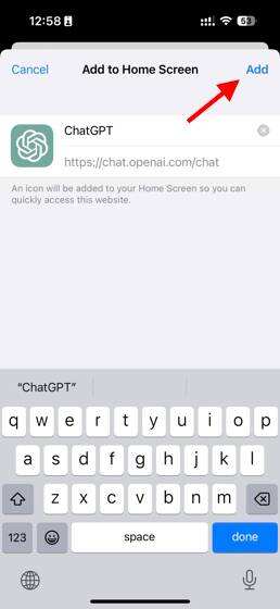 iPhone添加ChatGPT快捷方式到主屏幕