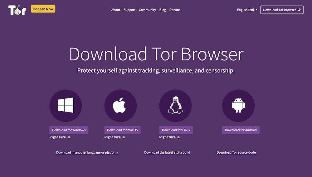Tor浏览器的下载页面