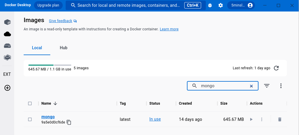 Docker桌面中的可用Mongo镜像