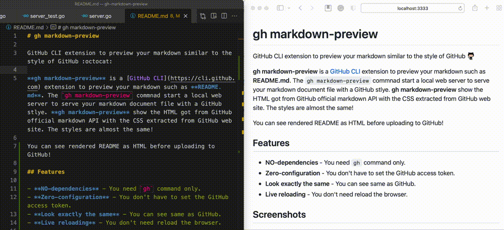 GitHub Markdown Preview