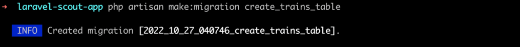 制作一个名为create_trains_table的迁移文件