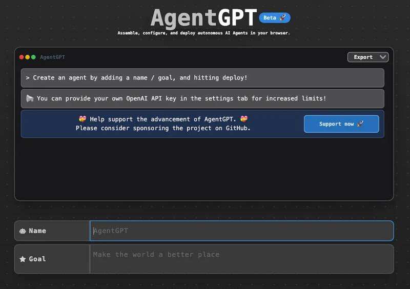 使用AgentGPT来创建自主的AI代理