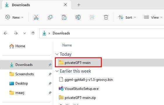 "privateGPT-main" 解压文件夹