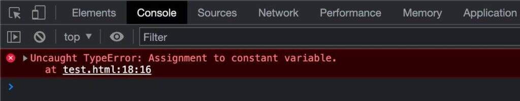谷歌浏览器中的Uncaught TypeError: Assignment to constant variable