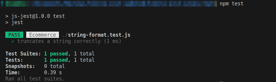 string-format.test.js 的 Jest 测试结果成功