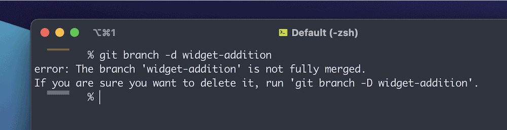 试图删除 Git 仓库中带有未合并变更的分支
