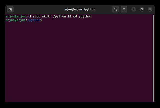 创建一个 "python" 文件夹并移至该文件夹