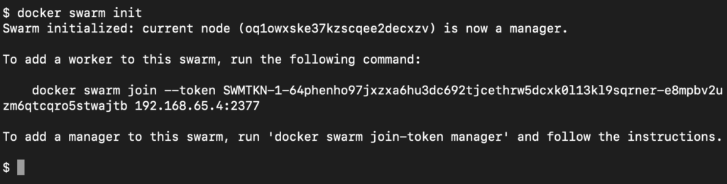 docker swarm init 输出