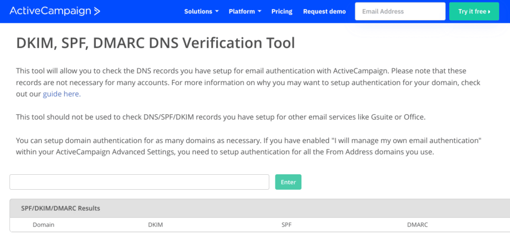 ActiveCampaign DMARC DNS 验证工具