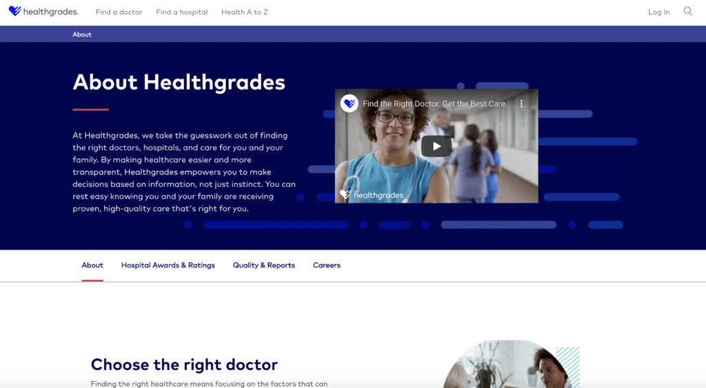 Healthgrades 关于我们页面