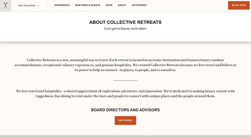 Collective Retreats 关于我们的页面