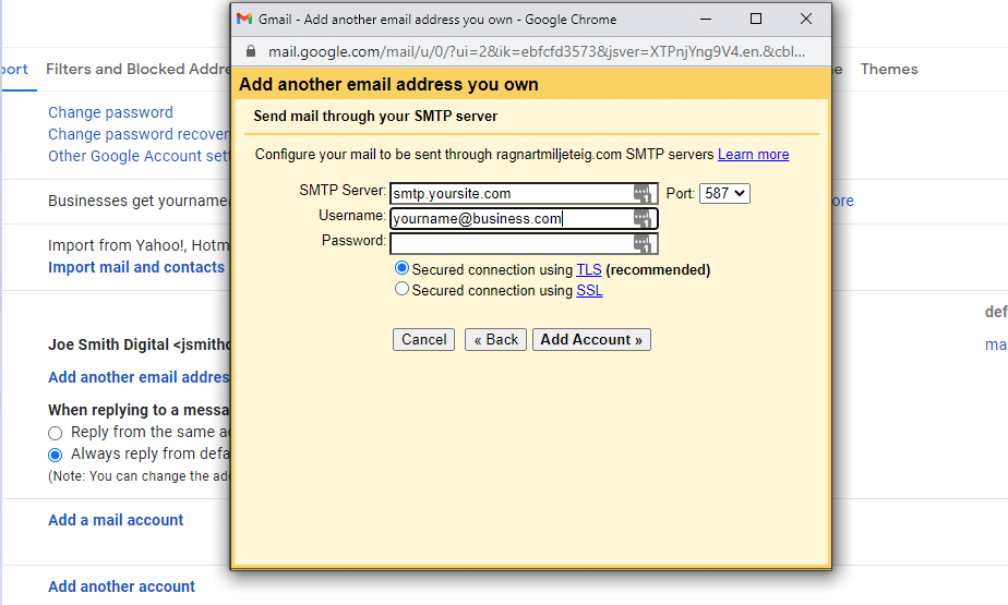 Gmail SMTP 服务器设置
