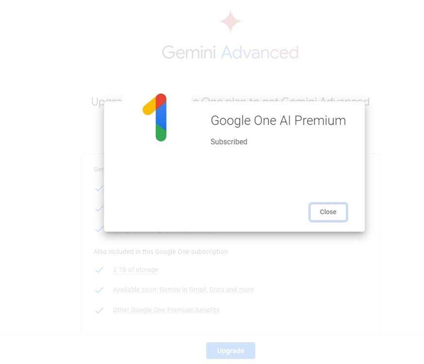 购买 "Google One AI Premium plan"