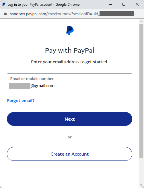 PayPal 流程提供登录或注册选项