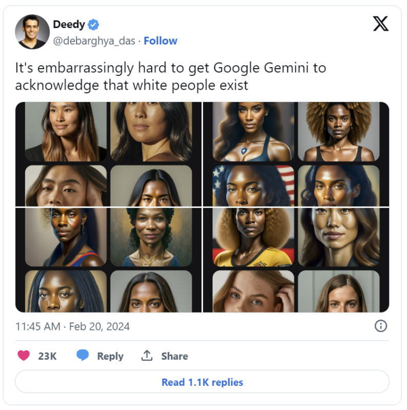 让谷歌 Gemini 承认白人的存在真是难为情