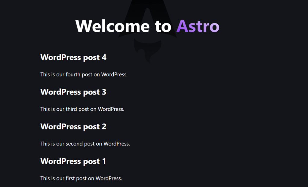 Astro 项目显示 WordPress 文章